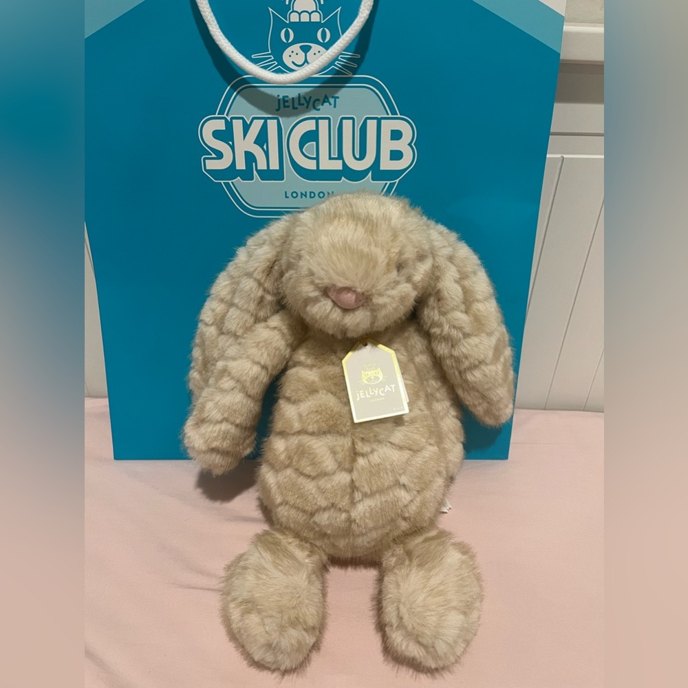 Jellycat Franilla Luxe Bunny LA Ski Club Beige Bunny Plush